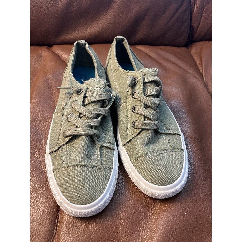 Blowfish Malibu Women's Green Canvas Low Top Lace Up Comfort Sneaker US 10